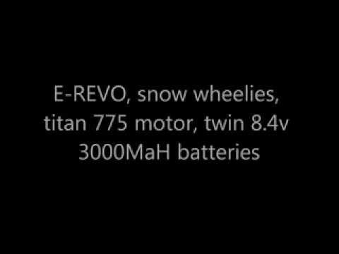 E-revo on NiMH doing some snow wheelies