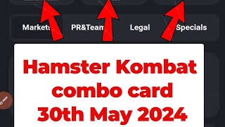 Hamster Kombat Combo Card update 30th May 2024