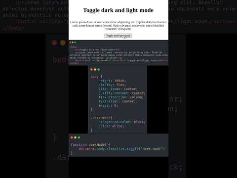 easy dark mode button in html css and javascript #shorts #coding #html #javascript #css