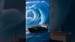 Frozen Wave Over the Ship 🌊❄️#OceanMagic #AIShorts #ShipVibes