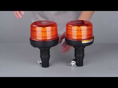 2x LED Amber Rotating Flash Beacon Flexible DIN Pole Mount Tractor Warning Light