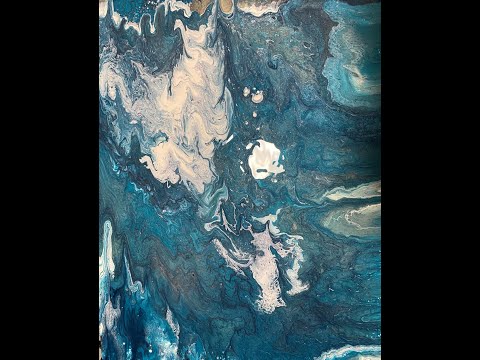 New Artist Acrylic Flow Open Cup Fluid Art Painting with Blues and White