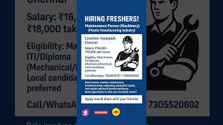 Job Fair l Job Vacancy l Fresher Job l Chennai l Bangalore #job #jobvacancy #jobsearch #automobile