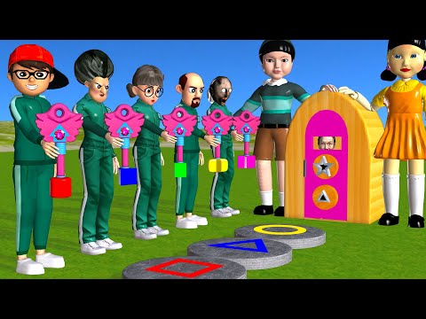 Scary Teacher 3D vs Squid Game Hide and Seek Keys vs Lock Dalgona Shapes Challenge Who Faster Game