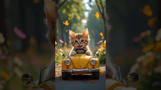 A kitten’s joyful drive with fluttery butterflies ;) #kitten #life #cat #joy  #butterfly #driving