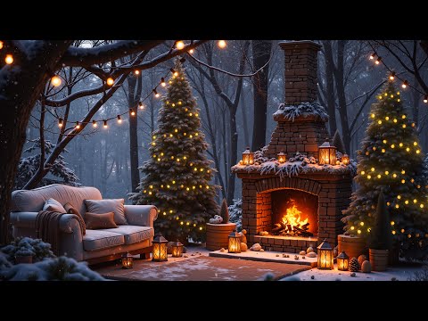 Winter Fireplace Ambience with Soft Snowfall ❄️ | Perfect for Sleep & Stress Relief 🔥