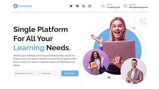 Build A Responsive E-Learning Landing Page Using HTML CSS & JavaScript