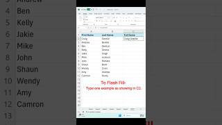 Excel Flash Fill Function Explained in Seconds #shorts #flashfill #exceltips  #exceltricks
