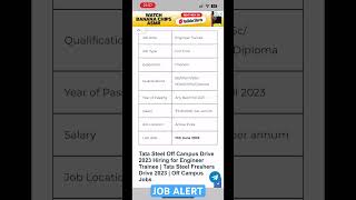 JOB ALERT | TATA STEEL | Engineer Trainee #manual #computer #manualtesting #coding #manualtester
