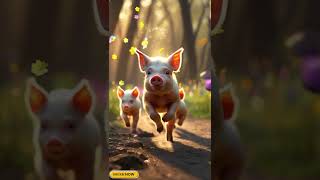 Watch These Piglets Race Through The Woods! #PigRescue #CuteAnimals #PigtoonAI #FunnyAIAnimation