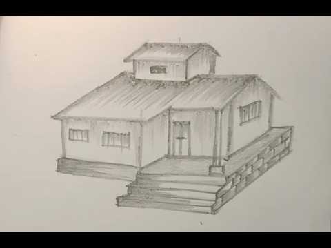 How to Draw a Two-Story Village House | Easy Pencil Shading & Textures