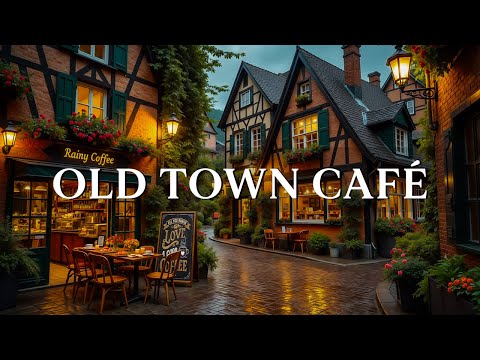 ☕ Gentle Night Rain at a Cozy Old Town | Smooth Jazz & Bossa Nova Music for Relaxation & Sleep