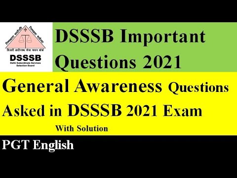 Important General Awareness Questions From 2021 DSSSB Exam Current Affairs 2021 PGT English