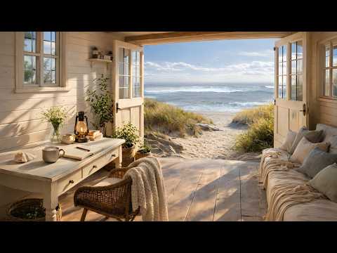 Cozy Study by the Beach 🌊 24/7 LIVE | Ocean Waves | Study, Deep Focus, Relax Seaside Ambience