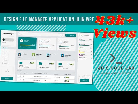 [Trending] WPF C# | File Manager Application Dashboard UI | UI Design in Wpf C# (Jd's Code Lab)