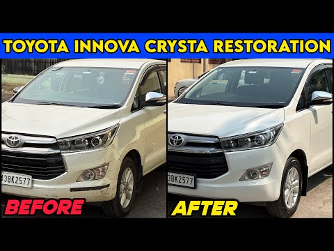 Innova Crysta Restoration & Repaint in Pearl White | Innova Crysta Accessories | Before & After #fyp