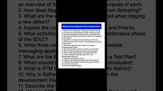 Manual Testing Interview Questions ❓ 🤔💯 Software Testing💥💫 Interview Questions 💫🔥 #manualtesting #yt