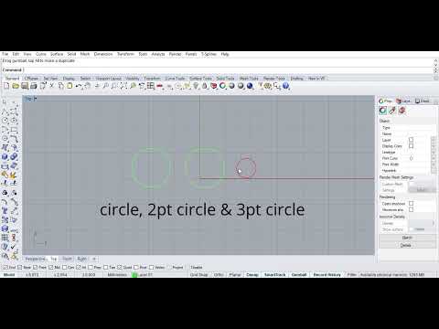 line, polyline, circle, 2pt circle & 3pt circle in rhino design for beginner. #rhino #beginners