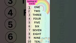 Learn Numbers 1 to 10 Spelling for Kids! | Fun Learning Short@Storytime_island#kidslearning
