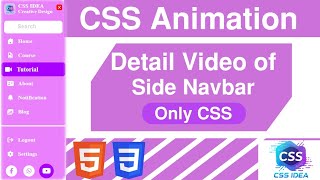 CSS Side Navbar Using Label & Checkbox | HTML & CSS Only | No JavaScript