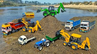 JCB 5CX Loading Mix Stone Dumper Truck Swaraj Tractor Pickup Tipper? Jcb Ki Khudai | Tractor cartoon