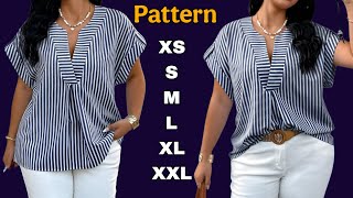 ✅ Sew Your Own Summer Blouse | Easy V-Neck Top Pattern Drafting