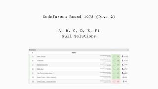 Codeforces Round 1078 (Div. 2) | Complete Solutions (A, B, C, D, E, F1) Explained