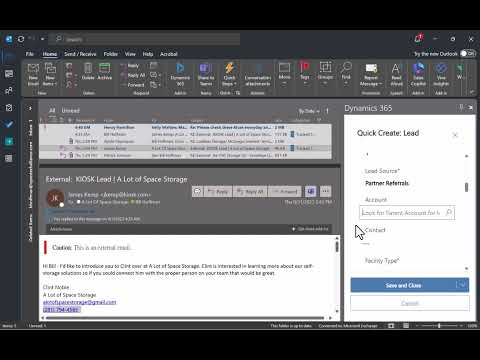 Dynamics 365 - Outlook Lead Creation