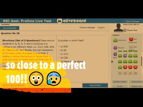 RBI ASSISTANT live mock test Oliveboard 13Jan |Share your score| How to attempt| Mistakes +learnings