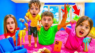NORTH ELIF, WE MADE A 24-HOUR SLIME WATERFALL!! THE SLIME OVERFLOWED AND COVERED THE WHOLE HOUSE!!