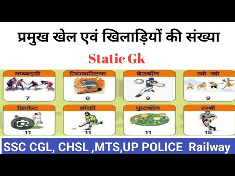 प्रमुख खेल एवं उसमे खिलाड़ियों  की संख्या  for all exam/  ssc/ railway/  यूपी police  आदि|