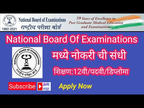 National Board Of Examinations (NBE) मधे नोकरी ची संधी / National Board Of Examinations Jobs 2021.