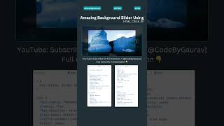 🔥Amazing Background Slider Using HTML, CSS & JS! 🎨 #webdevelopment #webcoding #htmlcss