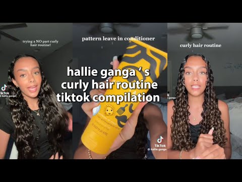 hallie ganga’s curly hair routine tiktok compilation 🪽👩‍🦱🪮