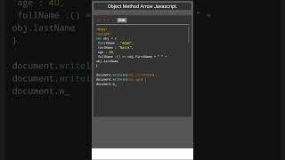 Object Method (Arrow) Javascript.