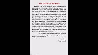 Report writing on Train Accident at Bahanaga// How to write report