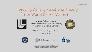 DOE CSGF 2016: Improving Density Functional Theory for Warm Dense Matter