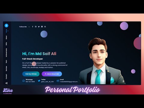 Personal Portfolio using HTML CSS & JavaScript #portfolio #htmlcssjs #coding