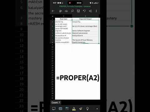 PROPER Formula – Excel Shortcut for Clean Text! #Shorts 🔥 |#excel