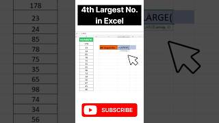 ExcelTrick#Find 4th Largest No. in Excel#Excel LARGE Function#Excel#shorts#exceltutorial#excelshort