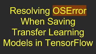 Resolving OSError When Saving Transfer Learning Models in TensorFlow