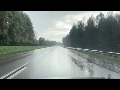 Ambient Drive in Heavy Rain to Sunlight on Country Road