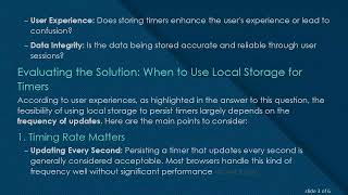 Is it a Good Idea to Persist a Timer in Local Storage?