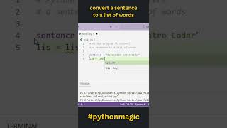 convert a sentence to a list of words #shorts  #python #pythonforbeginners #pythontricks #python3