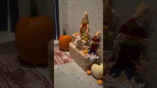 Small porch fall decor #fall #porchmakeover ￼#decorating #decoratingonabudget #pumpkins #dollartree