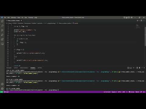 Prime number check in C    #coding #c_programming #code #youtube