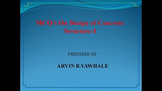 MCQ's on Design of concrete structure-I (Part-1)
