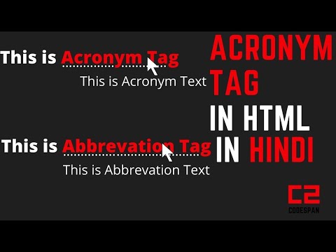 What is Acronym Tag in Html in Hindi | What is Abbr Tag in Html in Hindi