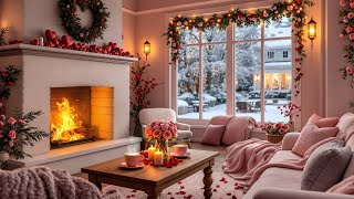 Romantic Winter Café Ambience ❄️ Smooth Jazz Music for Valentine’s Day 💝 Cozy February Ambience