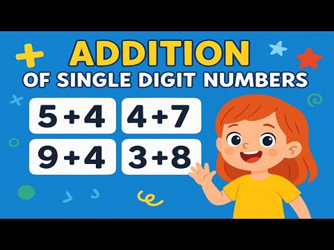 Addition of Single Digit Numbers II 1-Digit Addition II Addition for Class 1 II Kids Learning Video